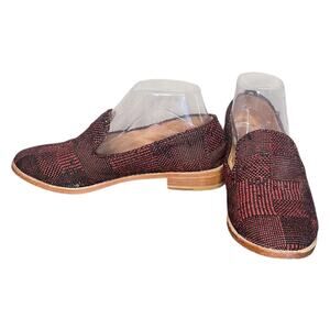 *RARE* VANISHING ELEPHANT Red & Black Tweed Slip On Loafer Women’s Size‎ 7
